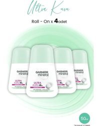 Garnier Mineral Ultra Kuru Pudrasız Ter Önleyici Antiperspirant Roll-On Kadın Deodorant 4x150 ml