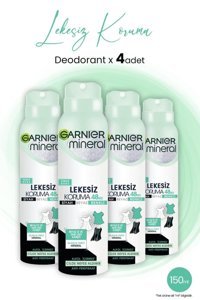 Garnier Mineral Lekesiz Koruma Pudralı Ter Önleyici Antiperspirant Sprey Kadın Deodorant 4x150 ml