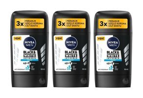 Nivea Black&White Invisible Fresh Pudrasız Ter Önleyici Antiperspirant Stick Erkek Deodorant 3x50 ml