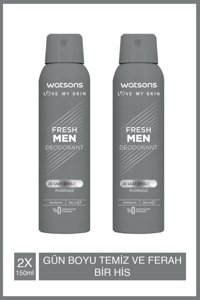 Watsons Fresh Pudrasız Antiperspirant Sprey Erkek Deodorant 2x150 ml