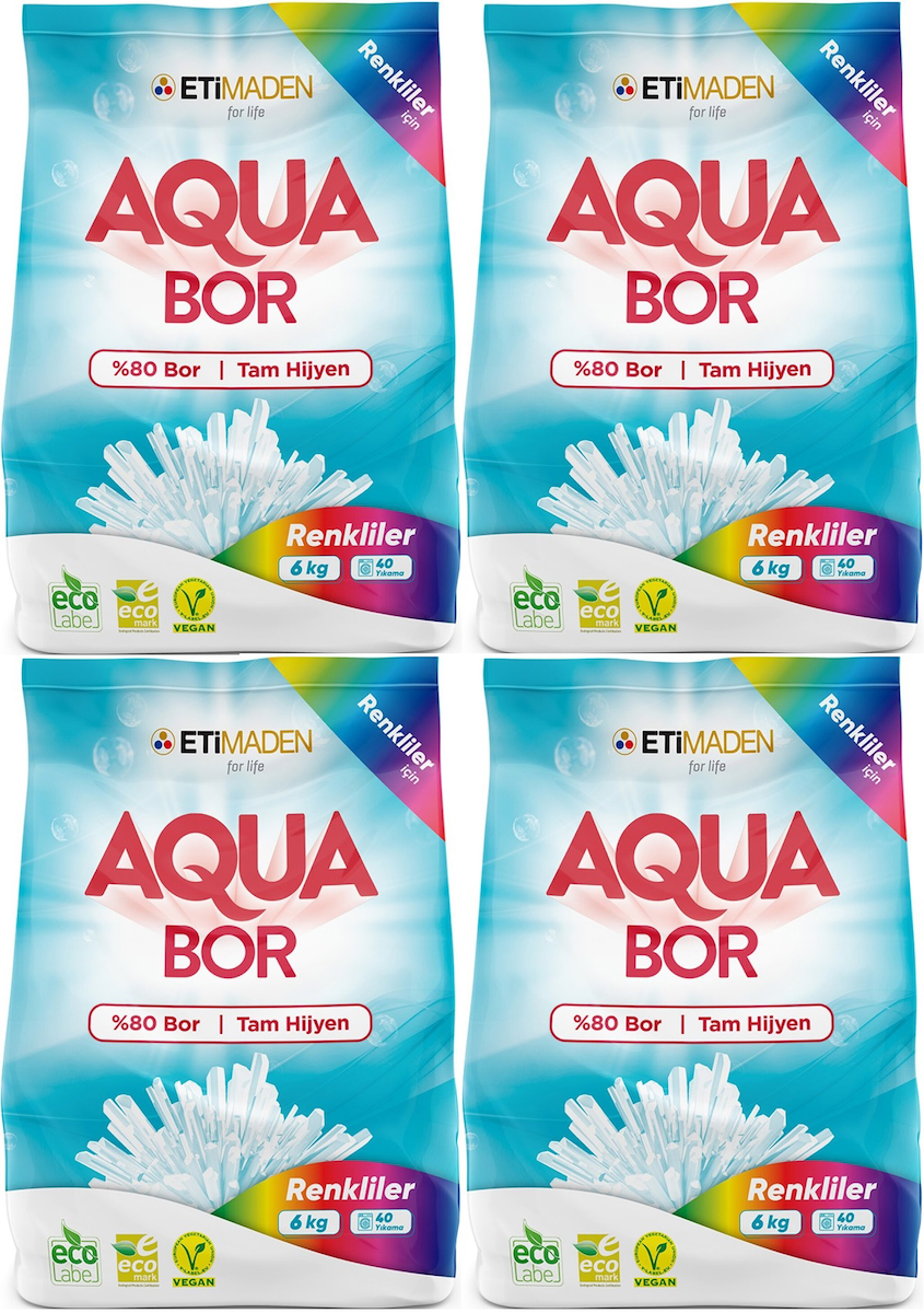 Boron AquaBor Matik Renkliler İçin 160 Yıkama Toz Deterjan 4 x 6 kg