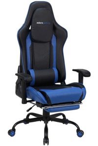 Adore Mobilya Gaming Combo Ortopedik Ayak Uzatmalı Kumaş Oyuncu Koltuğu Mavi-Siyah