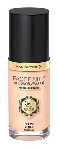 Max Factor 3 In 1 55 Beige Su Bazlı Güneş Koruyuculu Vegan Likit Serum Fondöten 30 ml