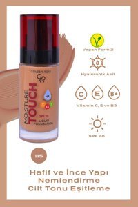 Golden Rose Moisture Touch No:115 Güneş Koruyuculu Vegan Likit Şişe Fondöten 30 ml