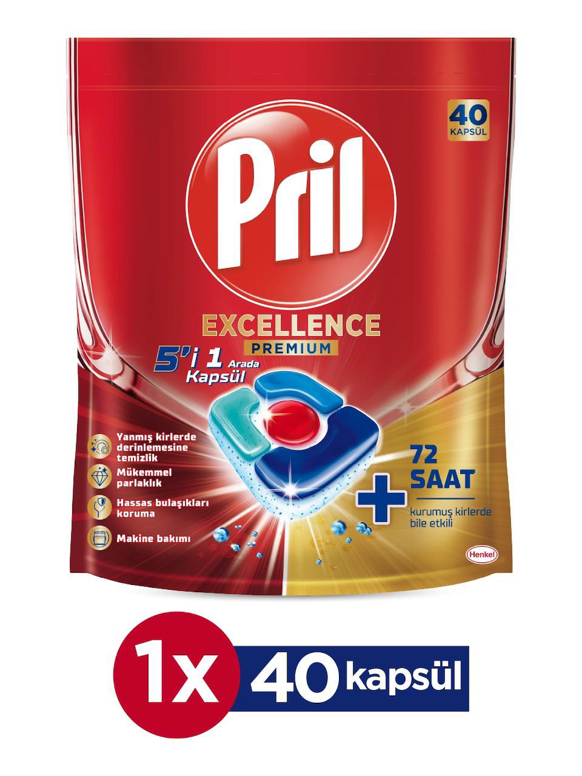Pril Excellence Premium 5'i 1 Arada Tablet Bulaşık Makinesi Deterjanı 40 Adet