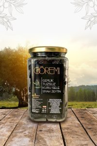 Görem Zeytin Tuzsuz Kuru Sele Tuzsuz Gemlik Siyah Zeytin Kavanoz 500 gr