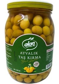 Alan Ayvalık Taş Kırma Tuzlu Yeşil Zeytin Kavanoz 900 gr