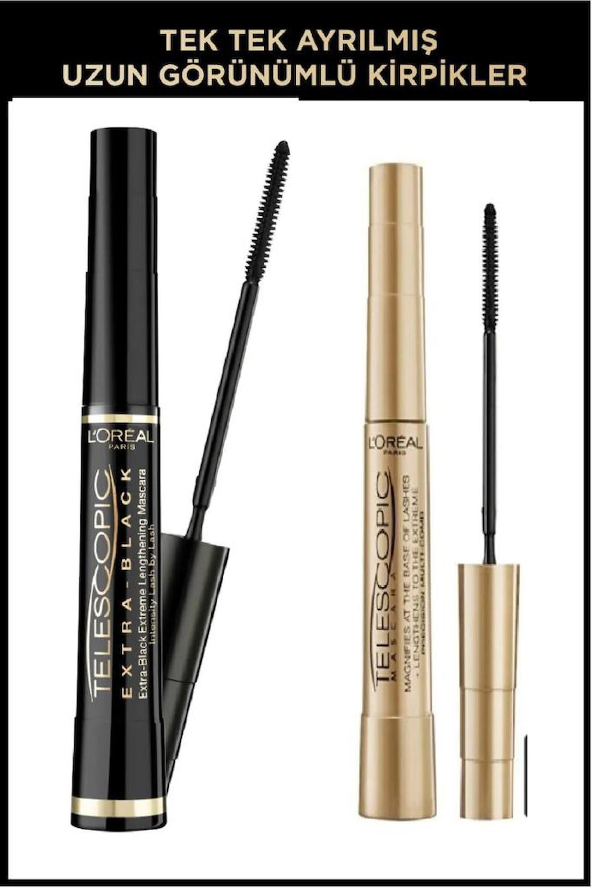 L'oréal Paris Telescopic Carbon Black-Telescopic Uzunluk Veren Siyah Maskara 2'li Set