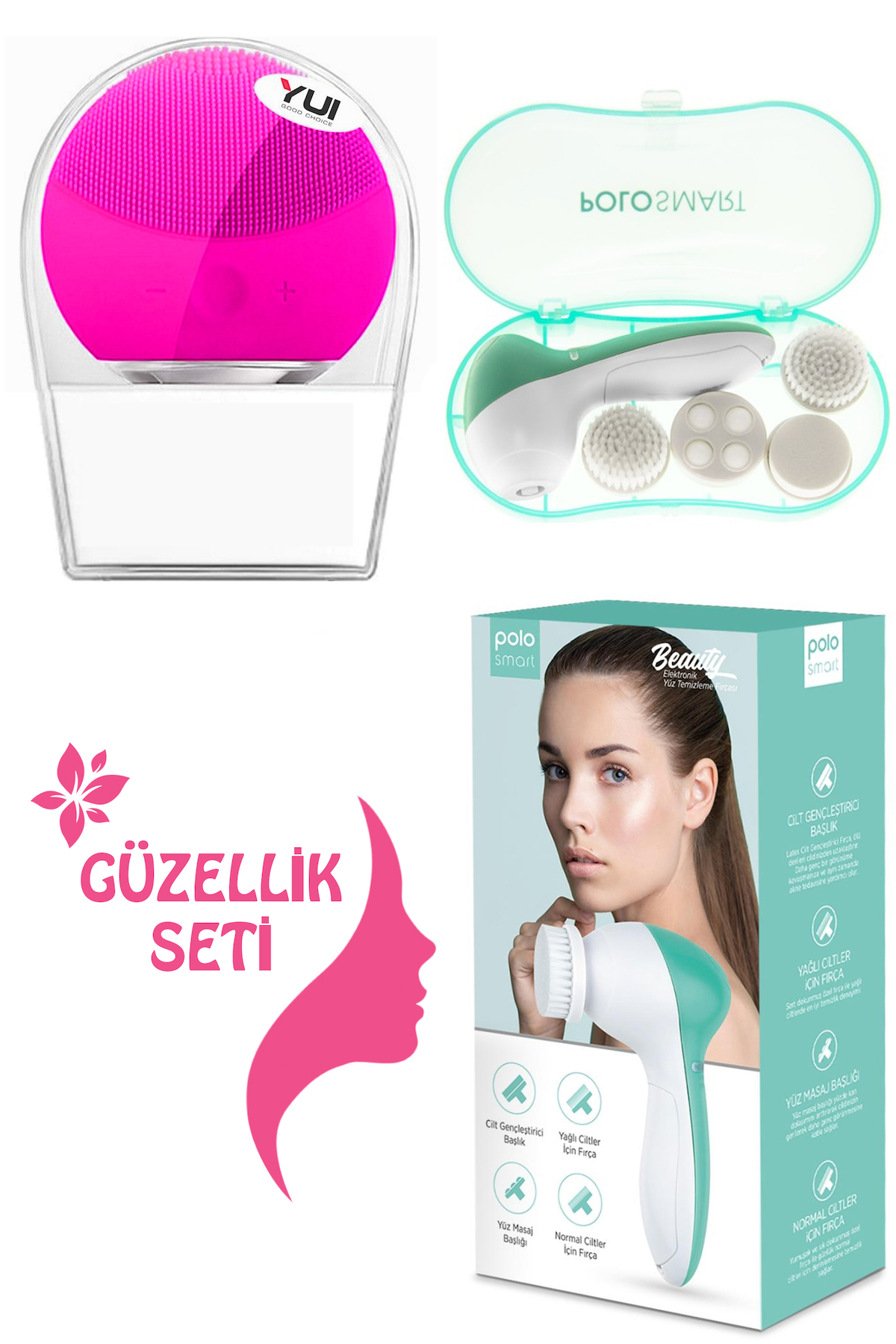 Popkonsol Sonik Tüm Ciltler İçin Tek Başlıklı Fırçalı Silikon Şarjlı Titreşimli Yüz Temizleme Cihazı Fuşya