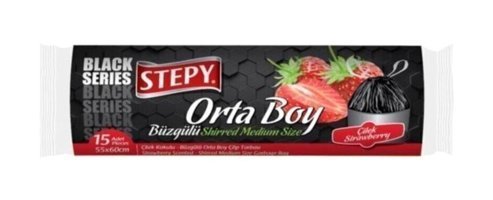 Stepy Şeffaf Büzgülü Orta Boy 55x60 cm Çöp Poşeti 10x12 Adet Pembe