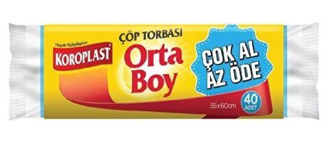 Koroplast Şeffaf Orta Boy 55x60 cm Çöp Poşeti 40 Adet Beyaz