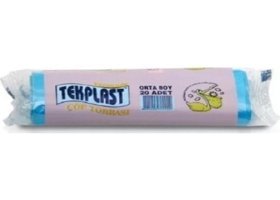 Tekplast Şeffaf Orta Boy 55x60 cm Çöp Poşeti 10x12 Adet Beyaz