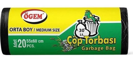Ögem Orta Boy 55x60 cm Çöp Poşeti 10x12 Adet Siyah