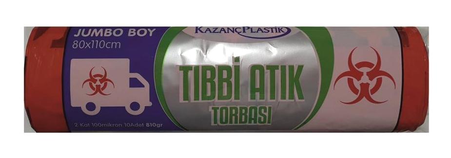 Jumbo Büyük Boy 80x110 cm Çöp Poşeti 10 Adet Kırmızı-Siyah