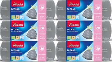 Vileda Ecobag Şeffaf Büzgülü Küçük Boy 45x55 cm Çöp Poşeti 10x12 Adet Siyah