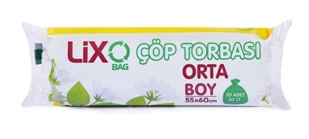 Lixo Şeffaf Orta Boy 55x65 cm Çöp Poşeti 15 Adet Yeşil