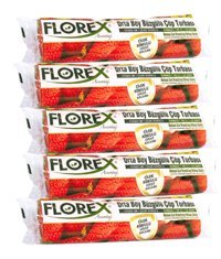 Florex Avantaj Serisi Çilek Kokulu Şeffaf Büzgülü Orta Boy 55x60 cm Çöp Poşeti 10x12 Adet Kırmızı
