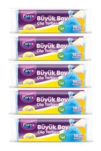 Parex Büyük Boy 65x80 cm Çöp Poşeti 10x12 Adet Mavi