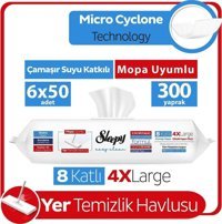 Sleepy Easy Clean Çamaşır Suyu Katkılı Mopa Uyumlu 50 Yaprak 6'lı Yüzey Temizleme Mendili
