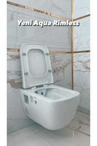 Turkuaz Aqua 52.5 cm Seramik Kanalsız Arkadan Çıkışlı Gömme Asma Klozet Beyaz