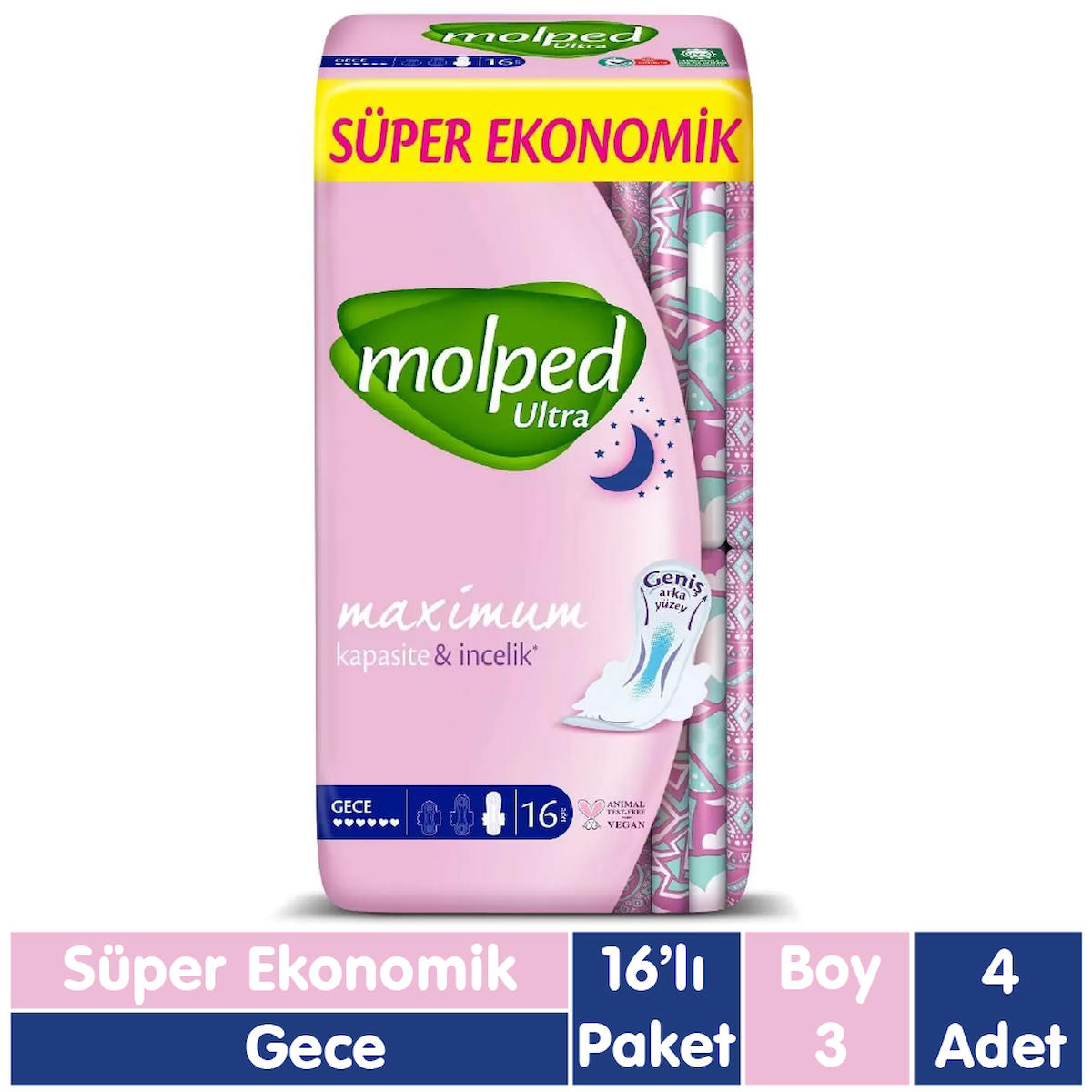 Molped Ultra Organik Antialerjik İnce 16'lı Hijyenik Ped 4 Adet
