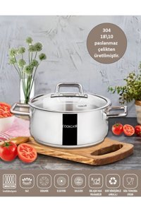 Cookcase Galaxy İndüksiyonlu Cam Kapaklı Çelik 34 cm Derin Tencere
