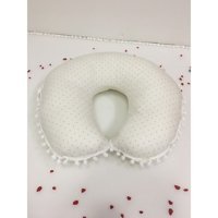 Buse Baby Home Ponponlu Pamuklu Yıkanabilir Krem Emzirme Yastığı