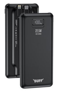 Bufflabs BP17 10000 mAh Dijital Göstergeli Çoklu Kablolu Powerbank Siyah