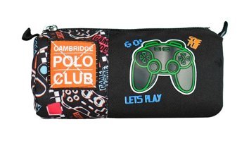 Cambridge Polo Club Siyah Tek Gözlü Baskılı Dikdörtgen Cüzdan Kalemlik