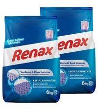 Renax Beyazlar-Renkliler İçin 96 Yıkama Toz Deterjan 2x6 kg