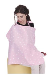 Sevi Bebe Pamuk 80x130 cm Yıldızlı Pembe Emzirme Önlüğü Örtüsü
