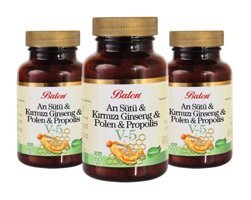 Balen Kırmızı Ginseng, Arı Sütü,Polen Aromasız Yetişkin Vitamin 3x60 Adet Kapsül