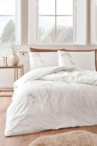Özdilek Elisa Pamuk 4 Mevsim 200x220 cm Çiçekli Çift Kişilik Nevresim Takımı Bej