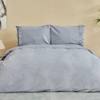 Karaca Home Denim Azur Pamuk 200x220 cm Düz Çift Kişilik Nevresim Takımı Mavi