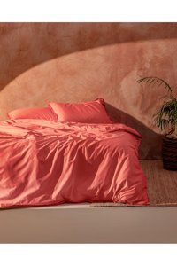 Madame Coco Sona Pamuk Kışlık 200x220 cm Geometrik Çift Kişilik Nevresim Takımı Pembe