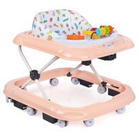 Baby Force Bf-02 Hayvanlı 10 Tekerlekli 3 Kademeli Oyuncaklı Örümcek Yürüteç Somon