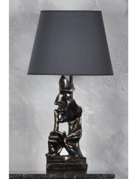 Qdec Sus Metal-Kumaş-Reçine Gold-Gri Polyester Tek Ayak Abajur