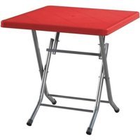 Xsay Metal Ayaklı Katlanabilir Kare Plastik 80x80 cm Kırmızı Bahçe Masası