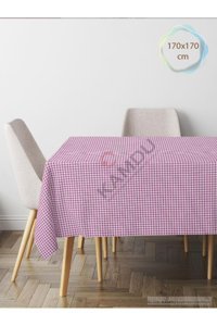 Qottox Pamuk-Polyester 170x170 cm Dertsiz Dikdörtgen Masa Örtüsü Kırmızı