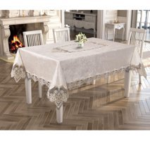 Acme Melisa Polyester 160x220 cm Dikdörtgen Masa Örtüsü Bej
