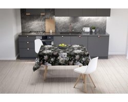 Adawall Keten 160x220 cm Dikdörtgen Masa Örtüsü Siyah