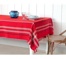 Madame Coco Brigitte Polyester 150x240 cm Dikdörtgen Masa Örtüsü Kırmızı-Lacivert