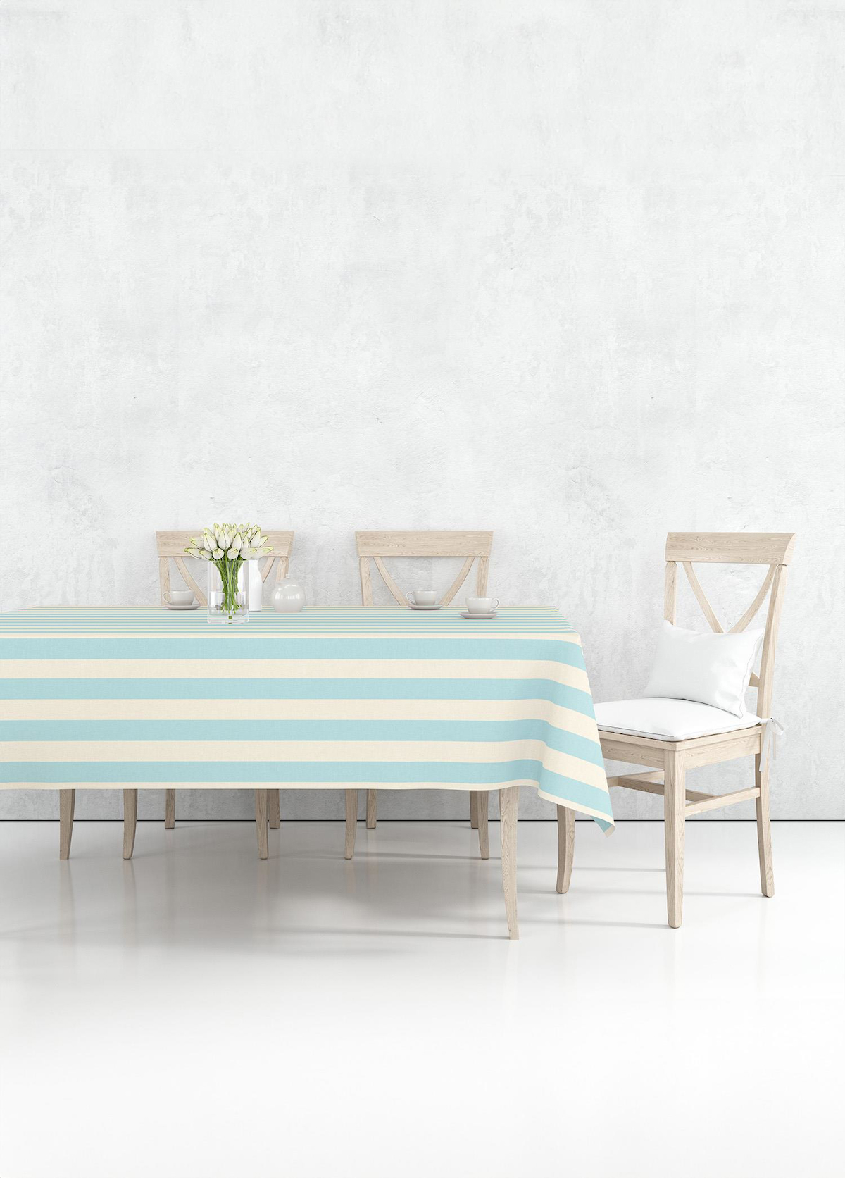 The Mia Stripe Polyester 150x230 cm Dikdörtgen Masa Örtüsü Mavi