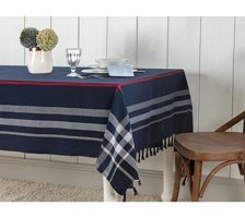 Madame Coco Brigitte Polyester 150x200 cm Dikdörtgen Masa Örtüsü Gri-Lacivert