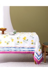 Madame Coco Limoges Pamuk-Polyester 150x250 cm Dikdörtgen Masa Örtüsü Sarı