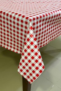 Pimulahome PVC 140x220 cm Dikdörtgen Masa Örtüsü Kırmızı-Yeşil