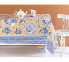 Madame Coco Pompere Pamuk-Polyester 160x200 cm Dikdörtgen Masa Örtüsü Kırmızı-Sarı