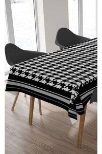 Ardizayn Mikrofiber 140x260 cm Dertsiz Dikdörtgen Masa Örtüsü Siyah-Beyaz