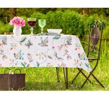 Madame Coco Violet PVC 100x140 cm Dikdörtgen Masa Örtüsü Beyaz