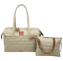 Babysi Mommy Bag Exclusive 2'li Su Geçirmez Kapitone Bebek Omuz Çantası Bej